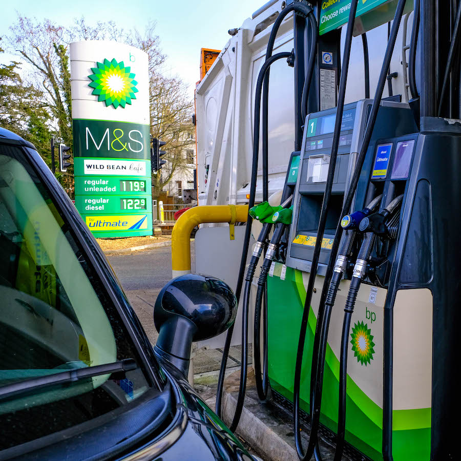 Petrol Pumps In A BP Petrol Station With No People